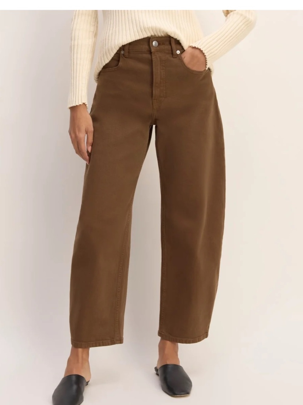 Everlane The Way-High® Curve Jean Brown Barrel-Leg High-Rise Jeans 30R